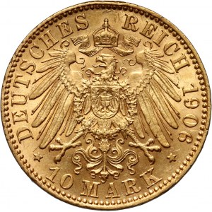 Germany, Saxony, Friedrich August III, 10 Mark 1906 E, Muldenhütten
