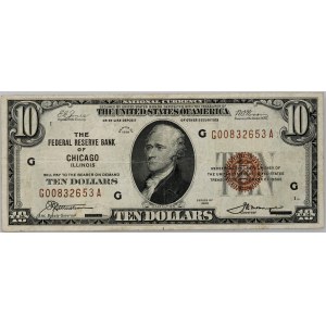 USA, The Federal Reserve Bank of Chicago, 10 Dollars 1929