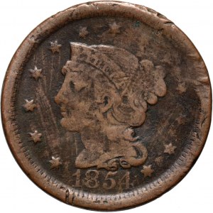 Stany Zjednoczone Ameryki, cent 1854, Filadelfia, SKRĘTKA