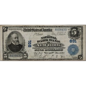 Stany Zjednoczone Ameryki, National Park Bank of New York, 5 dolarów 1902, seria E