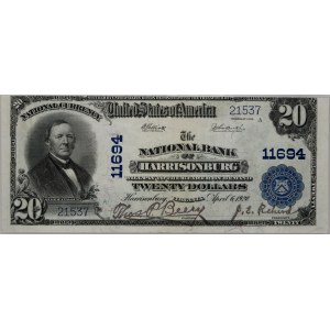 Stany Zjednoczone Ameryki, National Bank of Harrisonsburg, 20 dolarów 1902, seria A