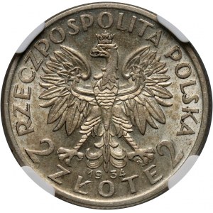 II RP, 2 złote 1934, Warszawa, Głowa kobiety