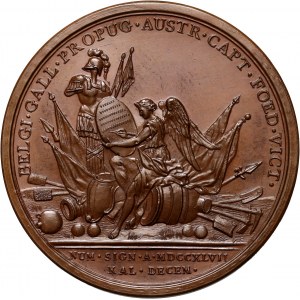 Kurlandia, medal z 1747 roku, upamiętniający zwycięstwa Maurycego Saskiego (syna Augusta II)
