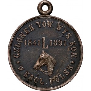 XIX wiek, Królestwo Polskie, medal z 1891 roku, wybity z okazji 50-lecia wyścigów konnych
