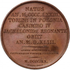 XIX wiek, medal z 1820 roku, Mikołaj Kopernik, Toruń