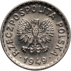 PRL, 1 złoty 1949, PRÓBA, nikiel