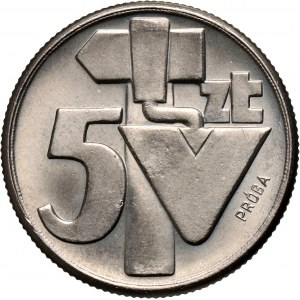 PRL, 5 złotych 1959, Sierp i kielnia, PRÓBA, nikiel