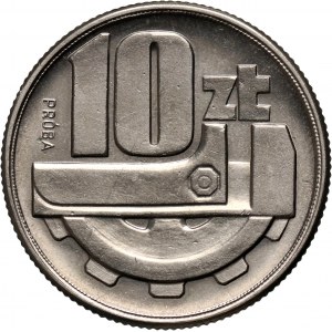 PRL, 10 złotych 1960, Klucz i koło zębate, PRÓBA, nikiel