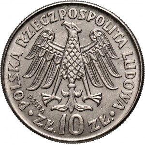PRL, 10 złotych 1964, Kazimierz Wielki - napis wklęsły, PRÓBA, nikiel
