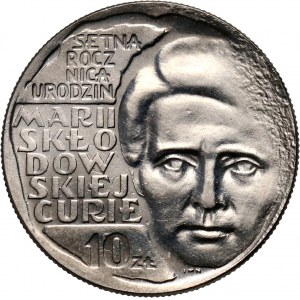 PRL, 10 złotych 1967, Maria Skłodowska-Curie, PRÓBA, nikiel