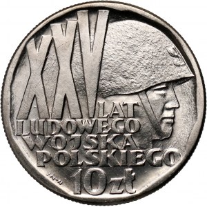 PRL, 10 złotych 1968, XXV lat Ludowego Wojska Polskiego, PRÓBA, nikiel