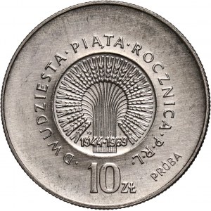 PRL, 10 złotych 1969, 25. rocznica PRL, PRÓBA, nikiel, z monogramem JJ na rewersie