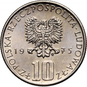 PRL, 10 złotych 1975, Bolesław Prus, PRÓBA, nikiel