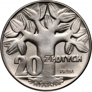PRL, 20 złotych 1964, Drzewo, PRÓBA, nikiel