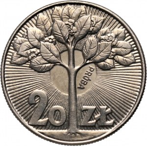 PRL, 20 złotych 1973, Drzewo, PRÓBA, nikiel