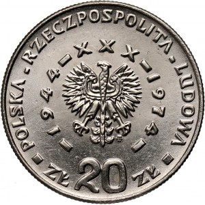 PRL, 20 złotych 1974, XXX Lat PRL - Górnik, PRÓBA, nikiel