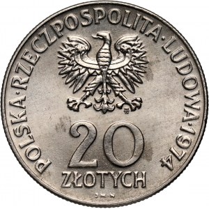 PRL, 20 złotych 1974, XXV lat RWPG, PRÓBA, nikiel