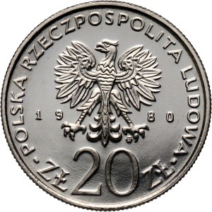 PRL, 20 złotych 1980, 50 lat Daru Pomorza, PRÓBA, nikiel