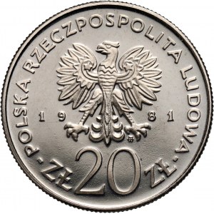 PRL, 20 złotych 1981, Kościół Mariacki w Krakowie, PRÓBA, nikiel