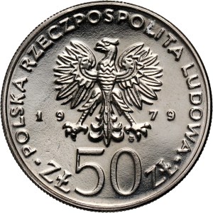 PRL, 50 złotych 1979, Mieszko I, PRÓBA, nikiel, półpostać