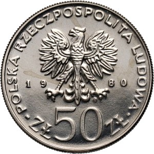 PRL, 50 złotych 1980, Kazimierz I Odnowiciel, PRÓBA, nikiel