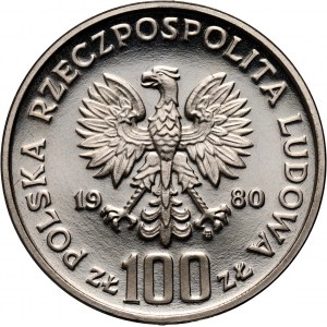 PRL, 100 złotych 1980, 50 lat Daru Pomorza, PRÓBA, nikiel