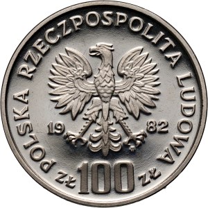 PRL, 100 złotych 1982, Bocian, PRÓBA, nikiel