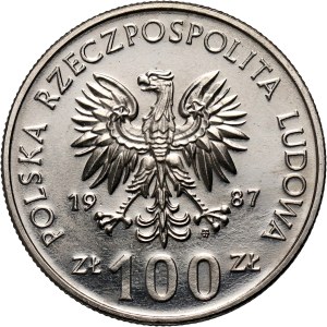 PRL, 100 złotych 1987, Kazimierz III Wielki, PRÓBA, nikiel