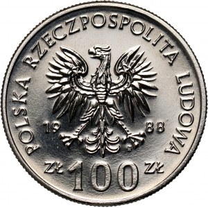 PRL, 100 złotych 1988, 70. rocznica Powstania Wielkopolskiego, PRÓBA, nikiel