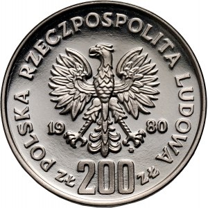 PRL, 200 złotych 1980, Bolesław I Chrobry, PRÓBA, nikiel