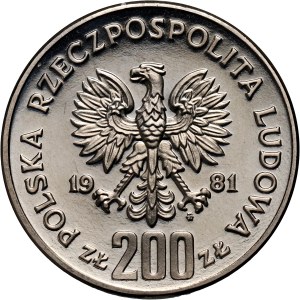 PRL, 200 złotych 1981, Bolesław II Śmiały półpostać, PRÓBA, nikiel