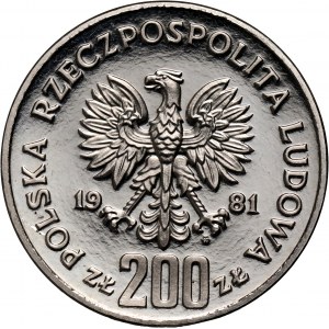 PRL, 200 złotych 1981, Władysław I Herman półpostać, PRÓBA, nikiel