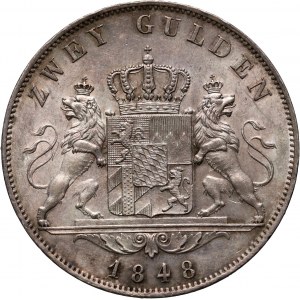 Niemcy, Bawaria, Ludwik I, 2 guldeny 1848, Monachium