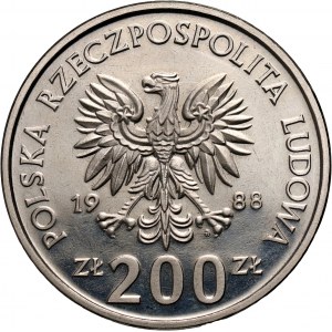 PRL, 200 złotych 1987, XIV MŚ w piłce nożnej - Włochy`90, PRÓBA, nikiel