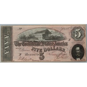 Skonfederowane Stany Ameryki, 5 dolarów 17.02.1864, seria F