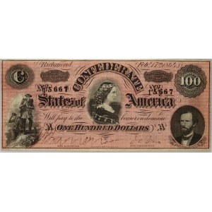 Confederate States of America, 100 Dollars 17.02.1864, series A