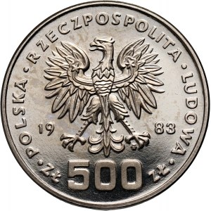 PRL, 500 złotych 1983, XIV ZIO Sarajewo 1984, PRÓBA, nikiel