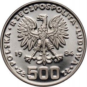 PRL, 500 złotych 1984, Łabędzie, PRÓBA, nikiel