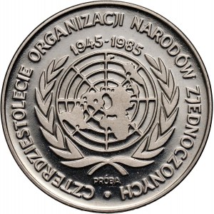 PRL, 500 złotych 1985, 40 lat ONZ, PRÓBA, nikiel
