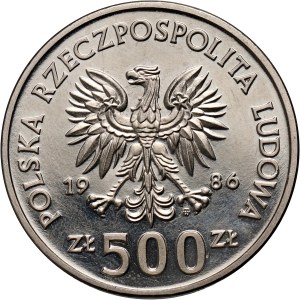 PRL, 500 złotych 1986, Władysław I Łokietek, PRÓBA, nikiel