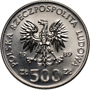 PRL, 500 złotych 1989, Władysław II Jagiełło, PRÓBA, nikiel