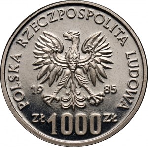 PRL, 1000 złotych 1985, Wiewiórka, PRÓBA, nikiel