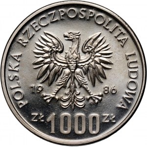 PRL, 1000 złotych 1986, Władysław I Łokietek, PRÓBA, nikiel