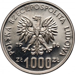 PRL, 1000 złotych 1986, Sowa, PRÓBA, nikiel
