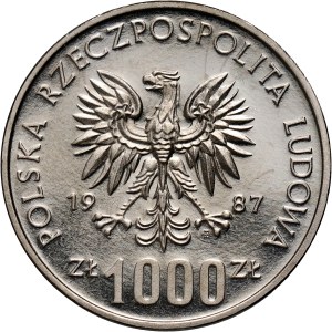 PRL, 1000 złotych 1987, Kazimierz III Wielki, PRÓBA, nikiel