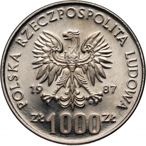 PRL, 1000 złotych 1987, XV ZIO 1988, PRÓBA, nikiel