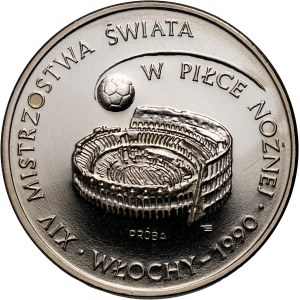 PRL, 1000 złotych 1988, XIV MŚ w piłce nożnej - Włochy 1988, PRÓBA, nikiel