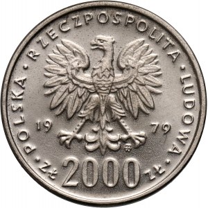 PRL, 2000 złotych 1979, Mieszko I półpostać, PRÓBA, nikiel