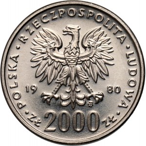 PRL, 2000 złotych 1980, XIII ZIO Lake Placid 1980, PRÓBA, nikiel