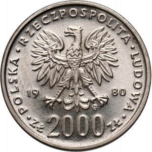 PRL, 2000 złotych 1980, Bolesław I Chrobry, PRÓBA, nikiel
